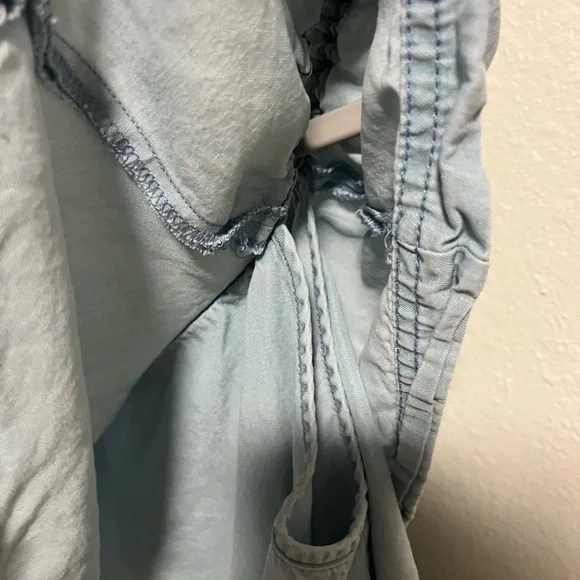 Free People Pale Blue Off-the-Shoulder Ruffle Crop Top - Picture 2 of 5